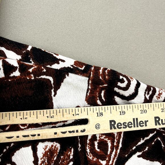 Vintage Diamond Head Hawaiian Shirt Adult XL Brown Surf Beach Tribal Button 60s - Picture 10 of 10